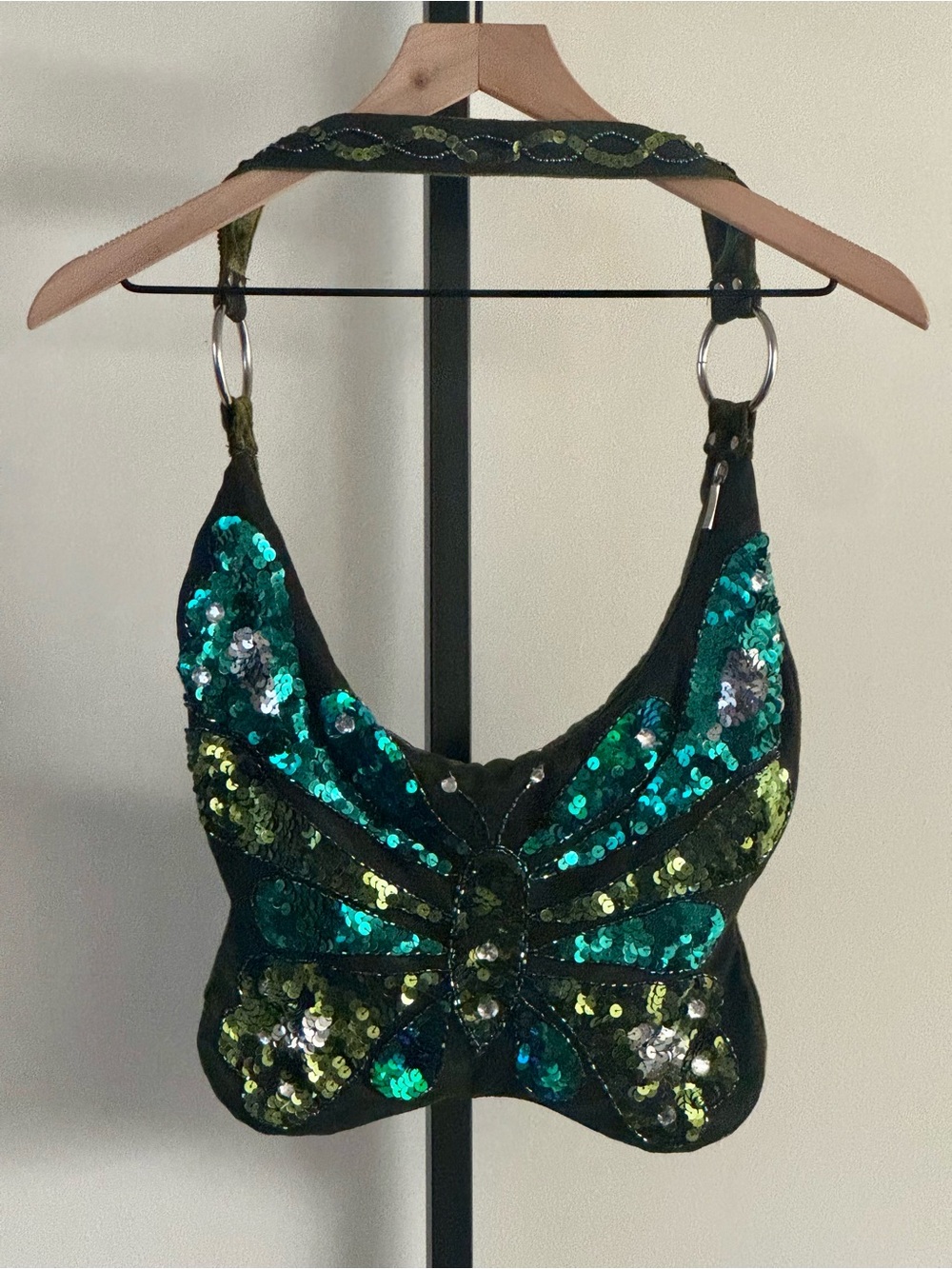 Vintage Y2K Sequined Beaded Butterfly Bag Purse